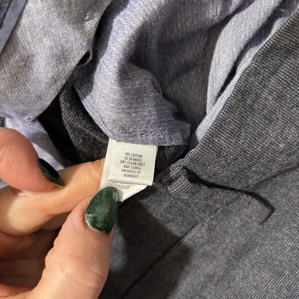 Bonobos Pants Men's Sz 33x32 Gray Tailored Fit Flat Front Dress Trousers Stretch